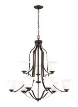  3139009-710 - Emmons traditional 9-light indoor dimmable ceiling chandelier pendant light in bronze finish with sa