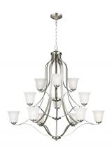  3139012-962 - Emmons traditional 12-light indoor dimmable ceiling chandelier pendant light in brushed nickel silve