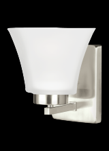  4111601-962 - Bayfield contemporary 1-light indoor dimmable bath vanity wall sconce in brushed nickel silver finis