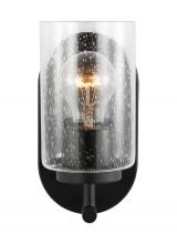  41170-112 - Oslo dimmable 1-light wall bath sconce in a midnight black finish with clear seeded glass shade