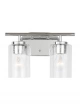  41171-05 - Oslo dimmable 2-light wall bath sconce in a chrome finish with clear seeded glass shade