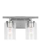  41171-962 - Oslo dimmable 2-light wall bath sconce in a brushed nickel finish with clear seeded glass shade
