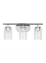  41172-05 - Oslo dimmable 3-light wall bath sconce in a chrome finish with clear seeded glass shade