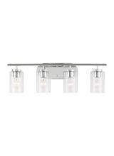  41173-05 - Oslo dimmable 4-light wall bath sconce in a chrome finish with clear seeded glass shade