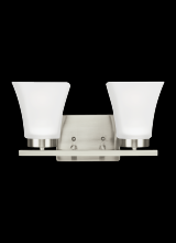  4411602-962 - Bayfield contemporary 2-light indoor dimmable bath vanity wall sconce in brushed nickel silver finis