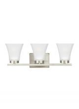  4411603EN3-962 - Bayfield contemporary 3-light LED indoor dimmable bath vanity wall sconce in brushed nickel silver f