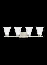  4411604-962 - Bayfield contemporary 4-light indoor dimmable bath vanity wall sconce in brushed nickel silver finis