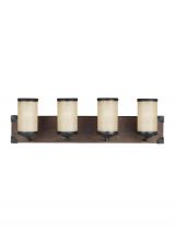  4413304-846 - Dunning contemporary 4-light indoor dimmable bath vanity wall sconce in stardust finish with creme p