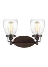  4414502-710 - Belton transitional 2-light indoor dimmable bath vanity wall sconce in bronze finish with clear seed