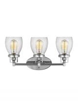  4414503-05 - Belton transitional 3-light indoor dimmable bath vanity wall sconce in chrome silver finish with cle