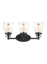  4414503-112 - Belton transitional 3-light indoor dimmable bath vanity wall sconce in midnight black finish with cl