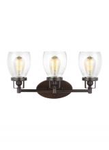  4414503-710 - Belton transitional 3-light indoor dimmable bath vanity wall sconce in bronze finish with clear seed