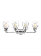  4414504-05 - Belton transitional 4-light indoor dimmable bath vanity wall sconce in chrome silver finish with cle