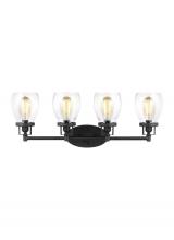  4414504-112 - Belton transitional 4-light indoor dimmable bath vanity wall sconce in midnight black finish with cl