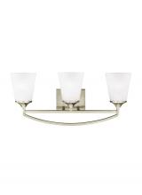  4424503EN3-962 - Hanford traditional 3-light LED indoor dimmable bath vanity wall sconce in brushed nickel silver fin