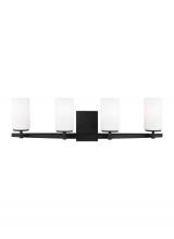  4424604-112 - Alturas indoor dimmable 4-light wall bath sconce chandelier in a midnight black finish and etched wh