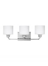  4428803-05 - Canfield modern 3-light indoor dimmable bath vanity wall sconce in chrome silver finish with etched