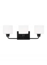  4428803EN3-112 - Canfield indoor dimmable LED 3-light wall bath sconce in a midnight black finish and etched white gl