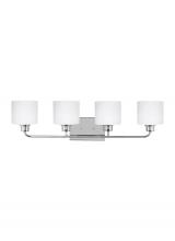  4428804-05 - Canfield modern 4-light indoor dimmable bath vanity wall sconce in chrome silver finish with etched