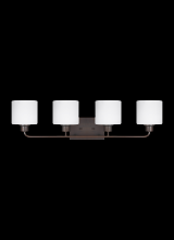  4428804-710 - Canfield modern 4-light indoor dimmable bath vanity wall sconce in bronze finish with etched white i