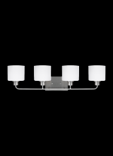  4428804-962 - Canfield modern 4-light indoor dimmable bath vanity wall sconce in brushed nickel silver finish with