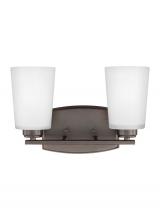  4428902-710 - Franport transitional 2-light indoor dimmable bath vanity wall sconce in bronze finish with etched w