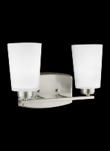  4428902-962 - Franport transitional 2-light indoor dimmable bath vanity wall sconce in brushed nickel silver finis
