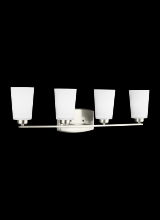  4428904-962 - Franport transitional 4-light indoor dimmable bath vanity wall sconce in brushed nickel silver finis