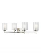  4437304-962 - Elmwood Park traditional 4-light indoor dimmable bath vanity wall sconce in brushed nickel silver fi