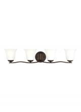  4439004-710 - Emmons traditional 4-light indoor dimmable bath vanity wall sconce in bronze finish with satin etche