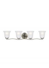  4439004EN3-962 - Emmons traditional 4-light LED indoor dimmable bath vanity wall sconce in brushed nickel silver fini
