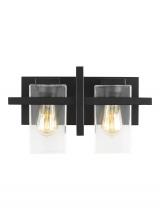  4441502-112 - Mitte transitional 2-light indoor dimmable bath vanity wall sconce in midnight black finish with cle