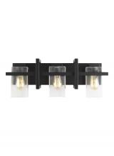  4441503-112 - Mitte transitional 3-light indoor dimmable bath vanity wall sconce in midnight black finish with cle
