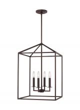  5115004-710 - Perryton transitional 4-light indoor dimmable medium ceiling pendant hanging chandelier light in bro