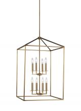  5115008-848 - Perryton transitional 8-light indoor dimmable large ceiling pendant hanging chandelier light in sati