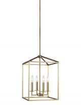  5215004-848 - Perryton transitional 4-light indoor dimmable small ceiling pendant hanging chandelier light in sati