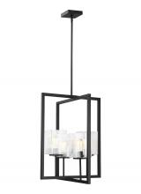  5241504-112 - Mitte transitional 4-light indoor dimmable small ceiling pendant hanging chandelier light in midnigh