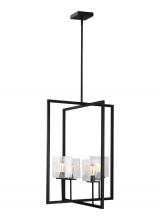  5341504-112 - Mitte transitional 4-light indoor dimmable large ceiling pendant hanging chandelier light in midnigh