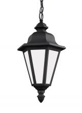  69025-12 - Brentwood traditional 1-light outdoor exterior ceiling hanging pendant in black finish with smooth w