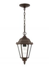  60938-71 - Bakersville traditional 1-light outdoor exterior pendant in antique bronze finish with clear beveled