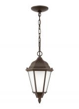  60941-71 - Bakersville traditional 1-light outdoor exterior pendant in antique bronze finish with satin etched