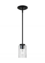  61170-112 - Oslo indoor dimmable 1-light mini pendant in a midnight black finish with a clear seeded glass shade