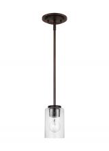  61170-710 - Oslo indoor dimmable 1-light mini pendant in a bronze finish with a clear seeded glass shade