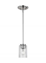  61170-962 - Oslo indoor dimmable 1-light mini pendant in a brushed nickel finish with a clear seeded glass shade
