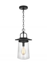 6208901-12 - Tybee traditional 1-light outdoor exterior pendant in black finish with clear glass shade