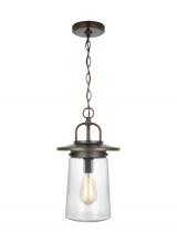  6208901-71 - Tybee traditional 1-light outdoor exterior pendant in antique bronze finish with clear glass shade