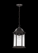  6238701-71 - Sevier traditional 1-light outdoor exterior ceiling hanging pendant in antique bronze finish with cl