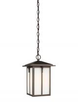  6252701-71 - Tomek modern 1-light outdoor exterior ceiling hanging pendant in antique bronze finish with etched w