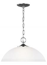  6516501-05 - Geary transitional 1-light indoor dimmable ceiling hanging single pendant light in chrome silver fin