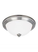  77065-962 - Geary transitional 3-light indoor dimmable ceiling flush mount fixture in brushed nickel silver fini